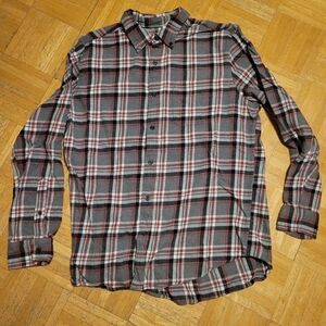 St. John's Bay Men's Plaid Shirt - Black, Red, and White MED NWOT